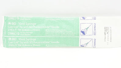 BD 309642 Syringe 10ml Luer-Lok Tip W/BD PrecisionGlide Needle 21G x 1In TW